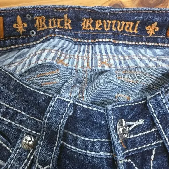ROCK REVIVAL Y2K Low Rise Heather Boot Cut Flare Denim Jeans, Size 28x32 - Picture 4 of 11